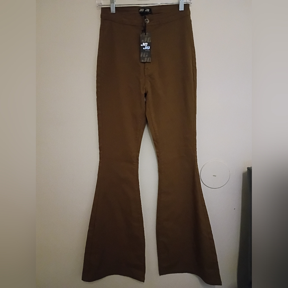 JCJQ Women's Brown High‎ Waisted Wide Leg Pants Sz L NWT
